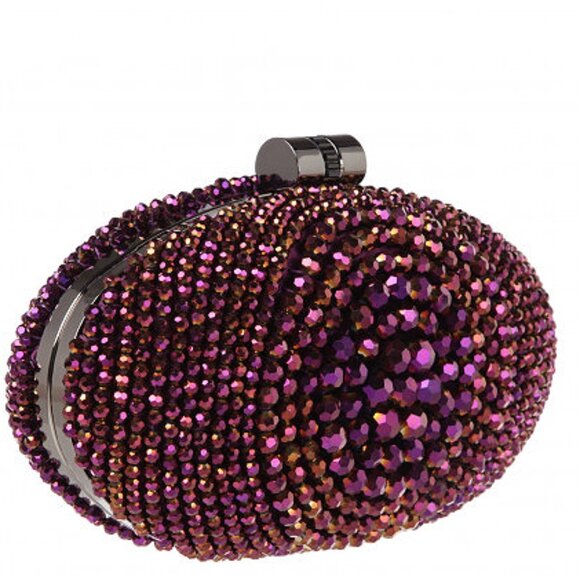 💥GLAM & SEXY!💥VINTAGE Caché Luxurious Sparkly Aubergine Purple Crystal Clutch - Picture 3 of 15